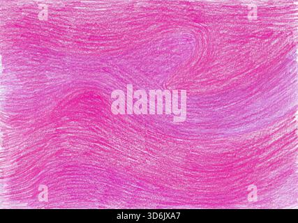 Leuchtendes Rosa und Lila mit sanften Wellenstrichen und verschiedenen Farbtönen. Handgezeichneter Hintergrund voller Wärme und Energie. Perfekt für Pos. Stockfoto