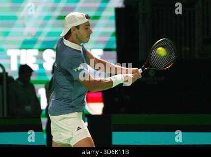 Bologna, Bretagne, Italien. November 2025. Francisco Cerundolo aus Argentinien während des Davis Cup 2025, Finale 8, Tennisveranstaltung am 19. November 2025 in Bologna, Italien - Foto Laurent Lairys (Foto: © Laurent Lairys/ZUMA Press Wire) NUR REDAKTIONELLE VERWENDUNG! Nicht für kommerzielle ZWECKE! Stockfoto