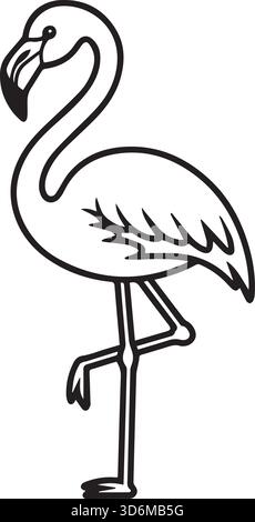 Flamingo Illustration Vektor Färbung Seite Stock Vektor