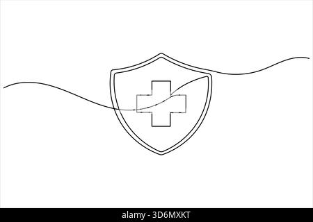 Medizinisches Kreuz eine Linie minimales Gesundheitssymbol Umrisszeichnung Stock Vektor