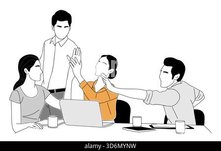Geschäftstreffen mit Leuten, die High-Five geben Stock Vektor