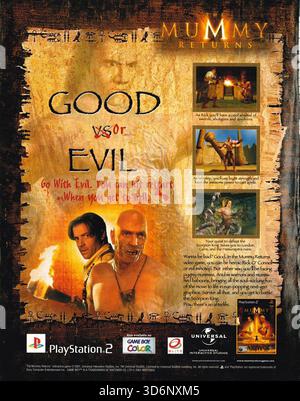 2001 The Mummy Returns Videospiel für Nintendo Game Boy Color, basierend auf dem gleichnamigen Film von 2001 mit Brendan Fraser und Rachel Weisz. Stockfoto