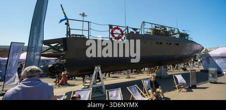 Göteborg, Schweden - 03. Juni 2023: Seitenansicht der schwedischen Marine Stridsbåt 90 Stockfoto