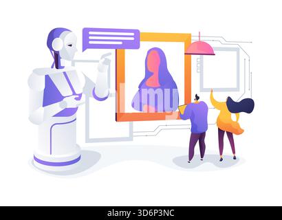 Interaktiver Museumsführer Roboter abstrakte Konzept Vektor Illustration. Stock Vektor