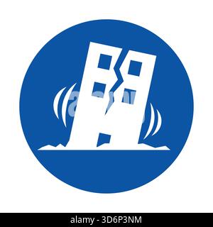 Dieses Symbol steht für die Erdbebensicherheit und weist auf Gebäudeschäden hin und weist auf mögliche seismische Aktivitäten hin. Ideal für Bildungs- und Sicherheitsnocken Stock Vektor