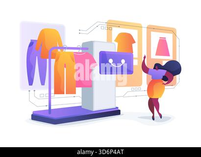 Retail Fitting Room Roboter abstrakte Konzept Vektor Illustration. Stock Vektor