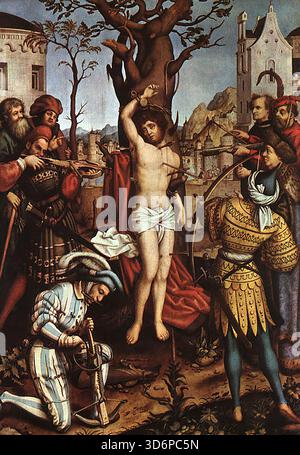 HOLBEIN, Hans der ältere (* 1460/65, Augsburg, d. 1524, Isenheim) das Martyrium von St. Sebastian um 1516 Kalkplatte, 153 x 107 cm Alte Pinakothek, München --- Schlüsselwörter: ----------------- Autor: HOLBEIN, Hans der ältere Titel: Das Martyrium des Heiligen Sebastian Zeitlinie: 1451-1500 Schule: Deutsch Form: Malerei Typ: Religiös Stockfoto
