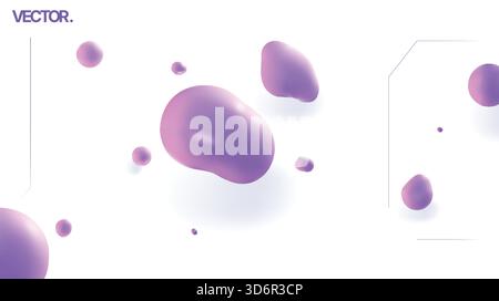 Schwebende violette Magenta-Fluidflecken - minimaler Hochglanz-3D-Vektor-Hintergrund für Tech-UI Stock Vektor