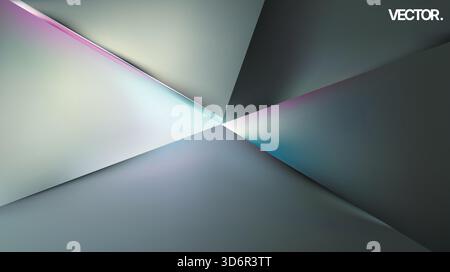 Abstrakter Hintergrund mit geometrischem Gradienten mit metallischen Ebenen und weicher Umgebungsbeleuchtung Stock Vektor