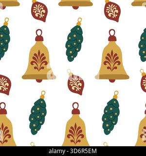 Nahtloses Muster für Weihnachtsspielzeuge. Viktorianisches Weihnachtsspielzeug, Vintage, Retro-Muster. Stock Vektor