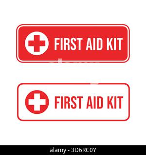 Rote und weiße Schilder für erste-Hilfe-Kasten für Notfallvorsorge Stock Vektor