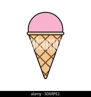 Rosa braune Eiskegel Dessert Icon Vektor Illustration für Lebensmittel süße Leckerei Sommer Snack gefrorene Molkerei und köstliche Konzepte Stock Vektor