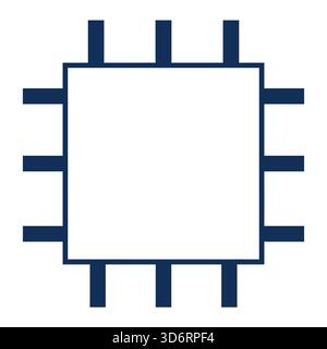Blaue Mikrochip-Prozessor-CPU-Technologie-Symbol-Vektorillustration für Elektronik-Computing-Hardware, digitale Schaltkreise und technische Konzepte Stock Vektor