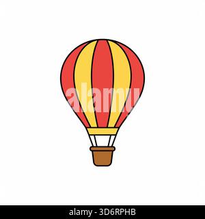 Rote gelbe Heißluftballon Reise Symbol Vektor Illustration für Abenteuer Reise Himmel fliegen Tourismus Erholung und Freiheit Konzepte Stock Vektor