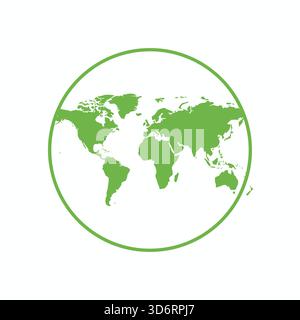 Grüne Welt Globus Karte Symbol Vektor Illustration für Erde Planet globale internationale Geographie Reise und Umweltkonzepte Stock Vektor