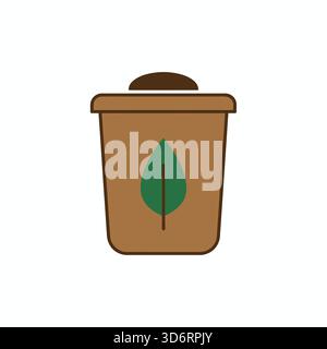 Braune Öko Kaffeetasse mit Blatt nachhaltiger Icon Vektor Illustration für Bio-Getränkekaffee umweltfreundliche Getränkedesign Stock Vektor