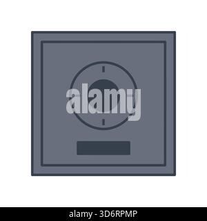 Graue Metall Safe Security Icon Vektor Illustration für Schutz Tresor Speicher Geld Banking sichere Schloss und finanzielle Sicherheit Konzepte Stock Vektor