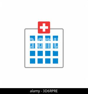 Blaurotes Krankenhausgebäude medizinische Icon Vektor-Illustration für Gesundheitsklinik Notfall medizinisches Zentrum Gesundheitsdienstentwurfskonzepte Stock Vektor