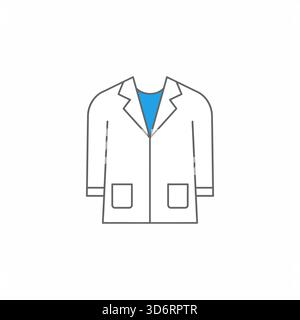 Weißer blauer Labormantel medizinische Icon Vektor Illustration für Gesundheitswissenschaft Arzt Forschung professionelle Uniform Design Konzepte Stock Vektor