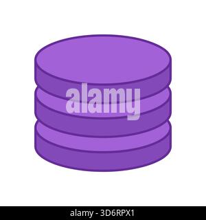 Violette Symbolvektorgrafik für Datenbankspeicher für Technologie Datenmanagement Server Cloud Computing und digitale Informationssysteme Stock Vektor