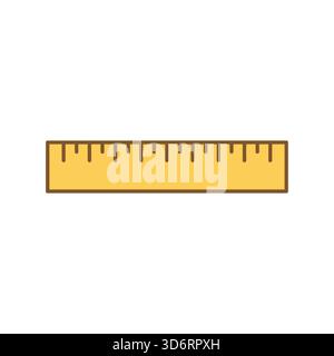 Flaches orangefarbenes und weißes Messlineal-Symbol mit schwarzen Markierungen, perfekt für das Design von Messwerkzeugen im Bildungsbereich und digitale Grafiken im mathematischen Stil Stock Vektor