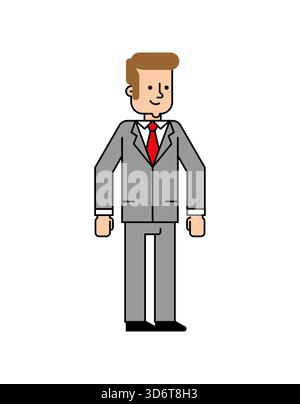 Geschäftsmann oder Manager im Anzug. Einfache flache Vektor-Illustration für Konzepte von Beruf, Geschäft, Büroarbeit oder Beschäftigung. Stock Vektor