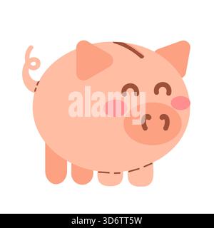Schweinebank ist eine Illustration, um Geld zu sparen. Einsparungen, Investitionen und Akkumulation. Schwein im flachen Stil. Niedliche Schweinebank in Schweineform. Stock Vektor