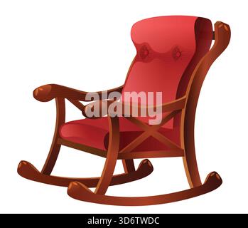 Roter Schaukelstuhl Aus Holz - Komfortable Wohnmöbel Vektor Kunst Isoliert Stock Vektor