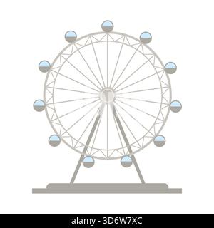 Einfache isolierte Grafik des legendären London Eye Ferris Rades für Reise- und Tourismuskonzepte Vektorillustration Stock Vektor