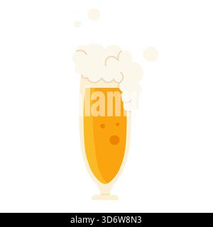 Minimalistisches isoliertes Bierglas mit schaumigem Schaum und verspieltem Gesicht, perfekt für Dänemark Motive Vektor Illustration Stock Vektor