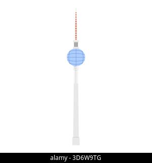 Ikonischer Berliner Fernsehturm isoliert auf weißem Hintergrund, perfekt für Reisen und Vektorillustration zum Thema Deutschland Stock Vektor