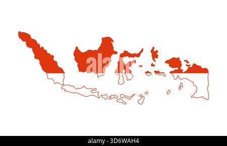 Isolierte Karte von Indonesien gefüllt mit nationalen Flaggenfarben für pädagogische und patriotische Verwendung Vektor-Illustration Stock Vektor