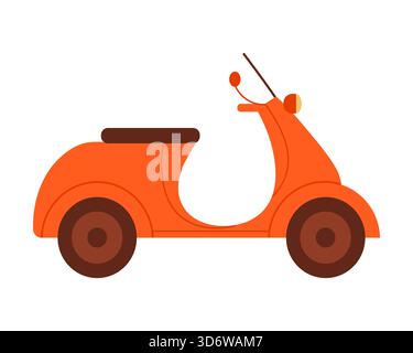 Minimalistischer oranger Roller in flacher Art isolierter Vektor-Illustration Stock Vektor