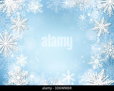 Winterbanner mit Schneeflocken auf blauem Hintergrund. Stock Vektor