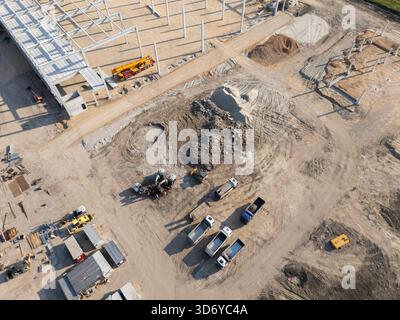 Luftbild von der Baustelle. Stockfoto