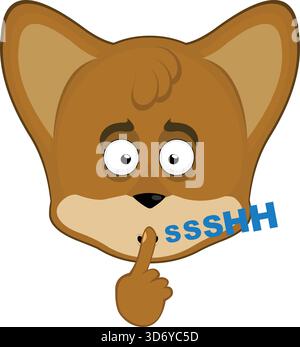 Vektor-Illustration Emoticon Charakter Gesicht Fuchs Tier, bittet um Stille mit dem Zeigefinger der Hand Stock Vektor