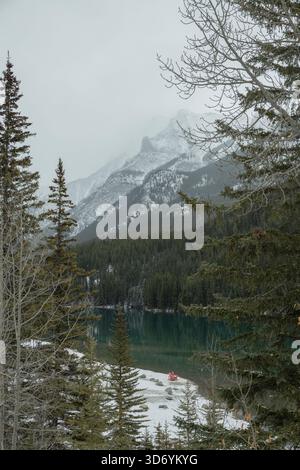 Winterlicher Blick auf den kanadischen See Stockfoto