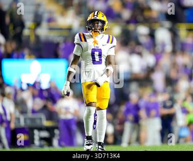 Baton Rouge, Louisiana, USA. November 2025. LSU Safety Tamarcus Cooley (0) während der zweiten Hälfte eines College-Footballspiels zwischen den Louisiana State Tigers und den Western Kentucky Hilltoppers und am 22. November 2025 in Baton Rouge, Louisiana. LSU gewann mit 13:10. (Kreditbild: © Scott Coleman/ZUMA Press Wire) NUR REDAKTIONELLE VERWENDUNG! Nicht für kommerzielle ZWECKE! Quelle: ZUMA Press, Inc./Alamy Live News Stockfoto