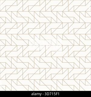 Dünne goldbraune Konturen auf hellbeigem Hintergrund, nahtloses geometrisches lineares Muster. Perfekt für Tapeten, Textilien, Verpackungen, Geschenkpapier, Stock Vektor