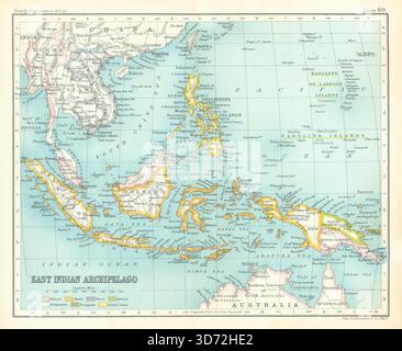 Ostindischer Archipel. Philippinen Indonesien. Niederländisch-Ostindien 1909 alte Karte Stockfoto