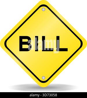 Gelbes Transportschild mit Wort auf weißem Hintergrund Stock Vektor