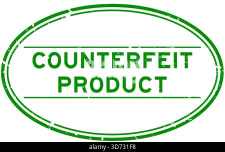 Grunge grün gefälschtes Produktwort ovaler Gummisiegelstempel auf weißem Hintergrund Stock Vektor