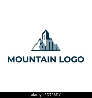 Abstraktes Berglogodesign – Abenteuer, Natur und Gipfel-Vektor-Symbol Stock Vektor