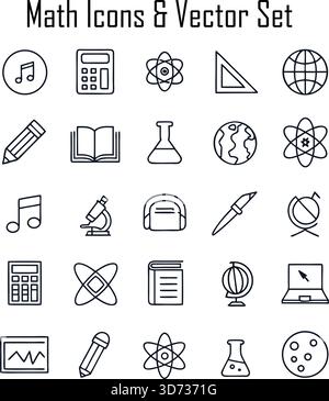 Mathematische Symbole – Mathematik, Zahlen, Geometrie, Berechnungssymbole Stock Vektor