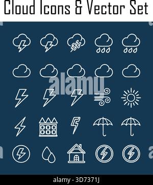 Cloud-Symbolsatz – Speicher, Computing, Daten, Netzwerksymbole Stock Vektor