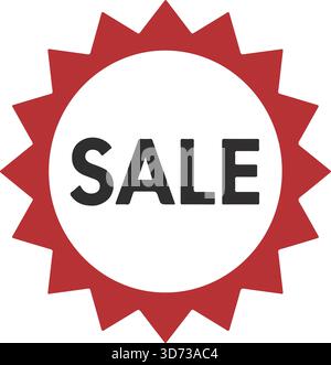 Red Starburst Verkaufsaufkleber Symbol - Vektor-Rabattaufkleber, Preisschild, Werbeabzeichen, Sonderangebot Symbol, Marketingelement Stock Vektor