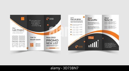 Moderne, dreifach gefaltete Broschürenvorlage für Unternehmen. Modernes, kreatives und professionelles dreifaltbares Broschürenvektordesign Stock Vektor