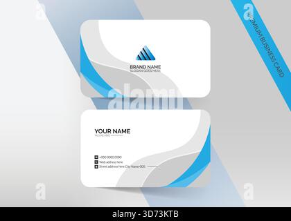 Einfache und saubere blaue wellige Visitenkarte, Visitenkarte, ID-Kartenvorlage Stock Vektor