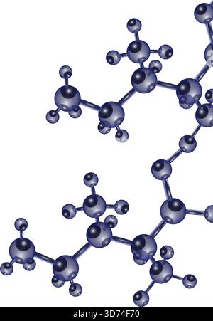 Ein blaues Molekül mit vielen Punkten darauf. Das Molekül ist sehr komplex und hat viele verschiedene Teile Stock Vektor