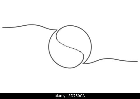Continuous Line Baseball Softball. Sportliche Kunstwerke, isoliert auf weißem Hintergrund Stock Vektor